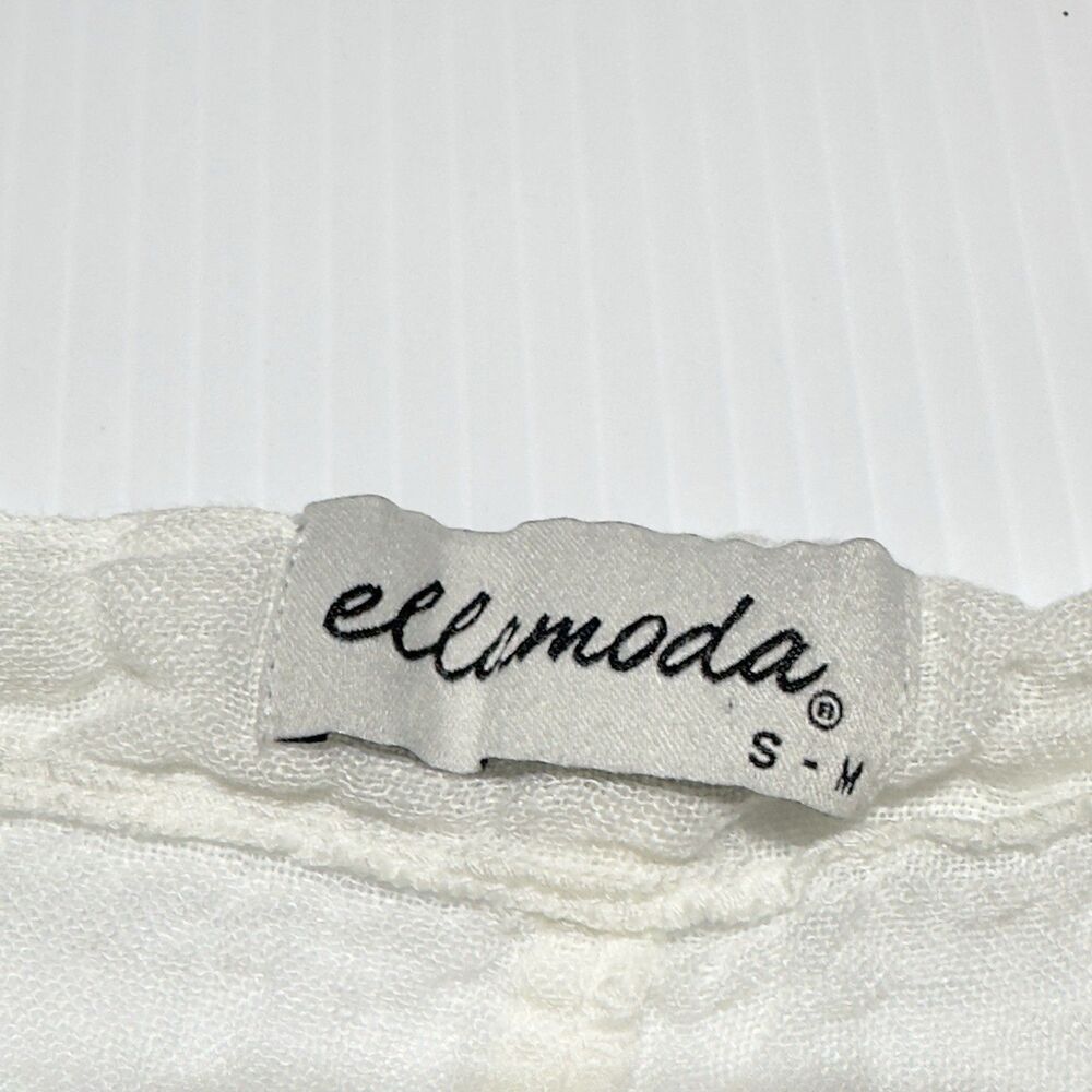 Ella Moda White Linen Tunic Gauze Long Sleeve Size S M Gauzy Pullover Pockets - Picture 4 of 8